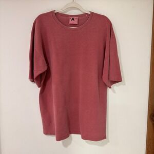 Vintage Single Stitch FAST Waffle Knit T-Shirt Mens M/L Red Made in USA